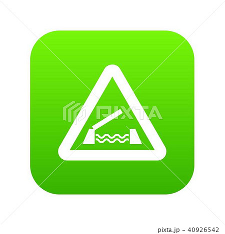 Lifting bridge warning sign icon digital green Lifting bridge warning sign icon digital green 40926542