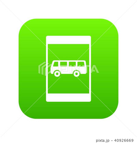 Bus Stop Sign Icon Digital Greenのイラスト素材