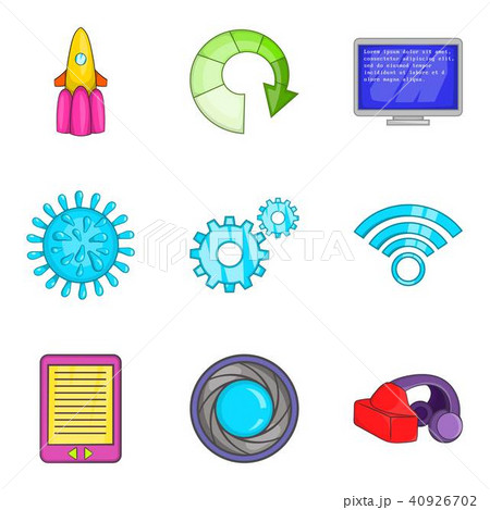Cordless telephone icons set, cartoon style Cordless telephone icons set, cartoon style 40926702