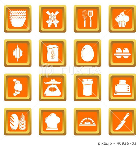 Bakery icons set orange square vector Bakery icons set orange square vector 40926703