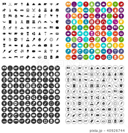 100 North America icons set vector variant 40926744