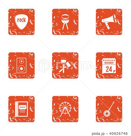 Private bbq icons set, grunge style Private bbq icons set, grunge style 40926746