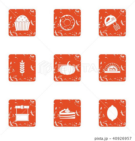 Prepare the pudding icons set, grunge style Prepare the pudding icons set, grunge style 40926957