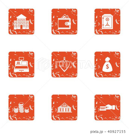 Rich city icons set, grunge style Rich city icons set, grunge style 40927155