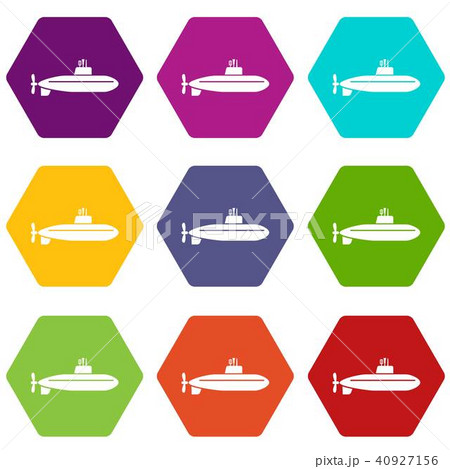 Large submarine icons set 9 vector Large submarine icons set 9 vector 40927156