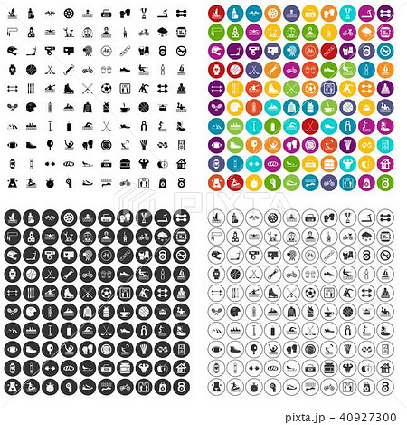 100 physical education icons set vector variant 40927300