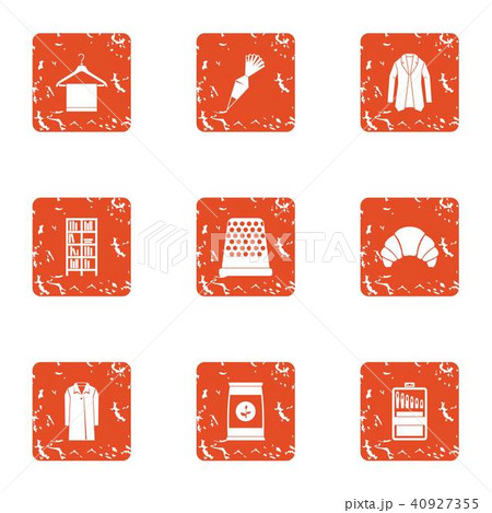 Home view icons set, grunge style 40927355