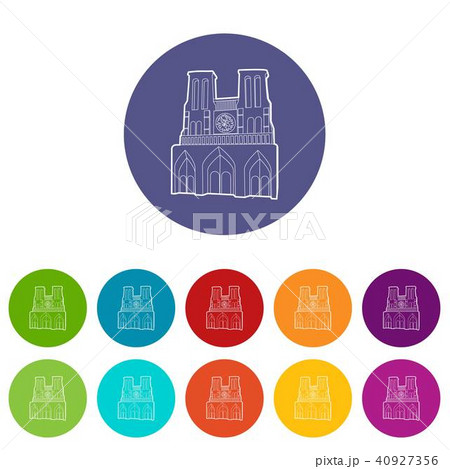 French castle icon, outline style French castle icon, outline style 40927356