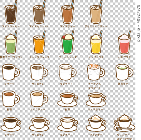 Cafe Drink Illustration Set (Blue Straw) Cafe Drink Illustration Set (Blue Straw) 40927979