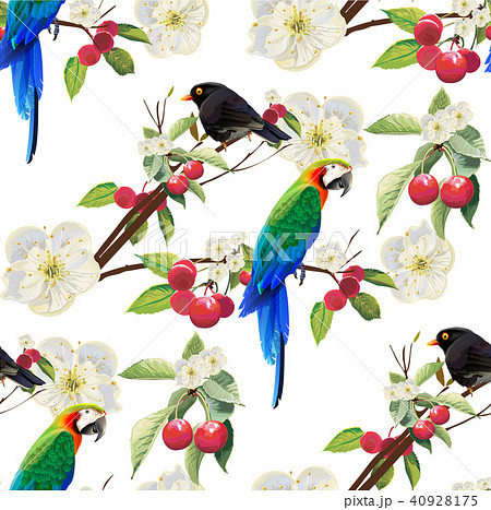 Tropical trendy seamless pattern with parrot bird. 40928175