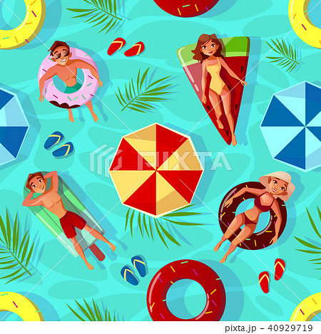 Summer pool seamless pattern vector illustration 40929719