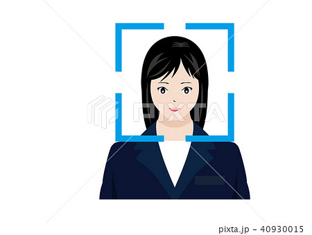 顔認証システムを受ける女性のイラスト素材