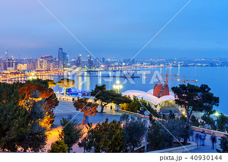 Night view of the city and Baku boulevard. Baku 40930144