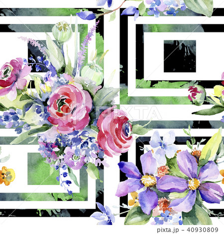 Colorful bouquet. Seamless background pattern. Fabric wallpaper print texture. 40930809