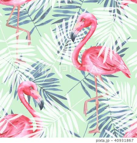 Tropical seamless pattern with flamingos Tropical seamless pattern with flamingos 40931867