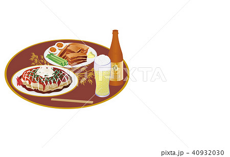 今日のご飯お好み焼きとビール 40932030