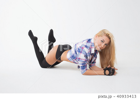 Beautiful women posing in underwear and stockings. Beautiful women posing in underwear and stockings. 40933413