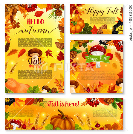 Autumn Hello fall seasonal vector banner poster 40933600