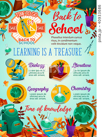 Back to school sale banner with student supplies 40933686
