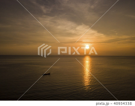 Natural Sunset Sunrise Over Field Or Meadow. Bright Dramatic Sky And Dark Ground. Countryside 40934338