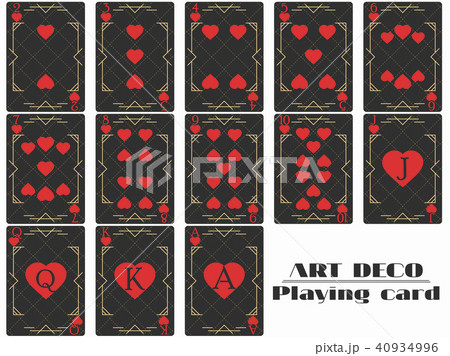 Playing cards heart suit. Poker cards art deco 40934996