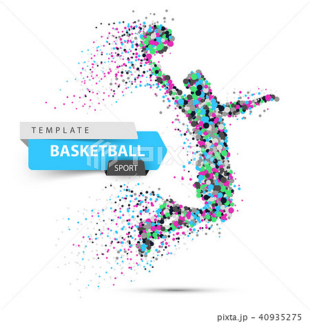 Dot basketball illustration. Basketball player throws the ball. Dot basketball illustration. Basketball player throws the ball. 40935275