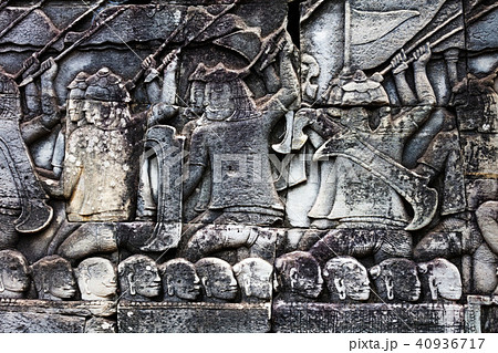 old khmer art carvings bas-relief 40936717