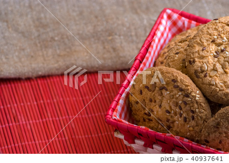 homemade oat cookies with sunflower seeds 40937641