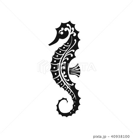 Seahorse Silhouette Sketch For Your Designのイラスト素材