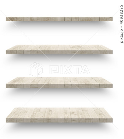 Wooden shelf isolated on white background Wooden shelf isolated on white background 40938235