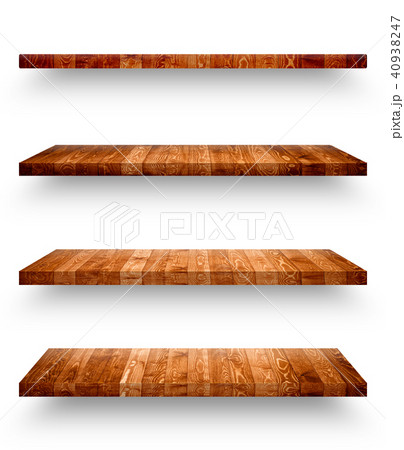 Wooden shelf isolated on white background 40938247