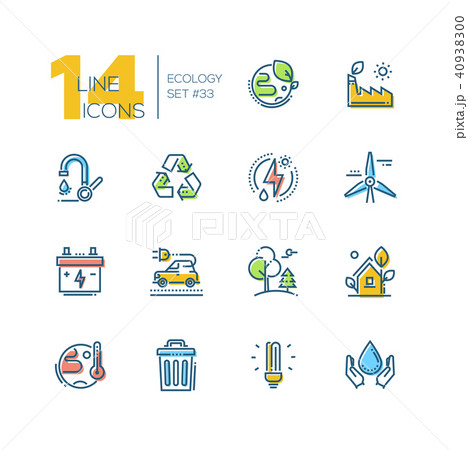 Ecology - set of line design style icons Ecology - set of line design style icons 40938300