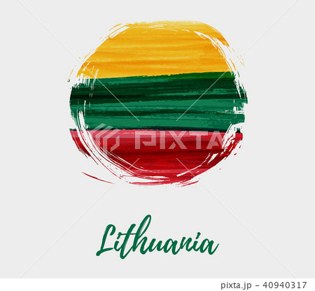 Lithuania flag in grunge round shape 40940317
