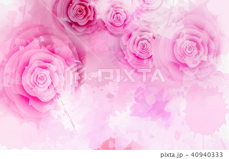 Template with watercolor abstract roses 40940333