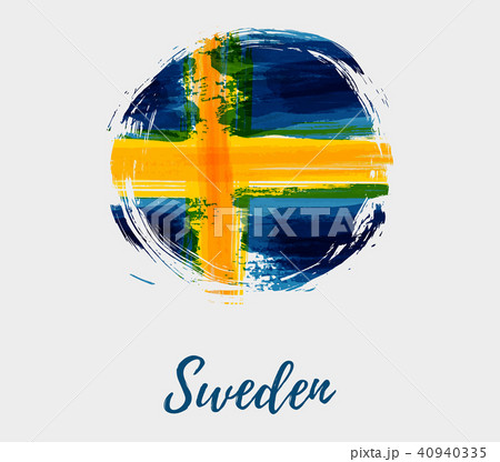 Sweden flag in grunge round shape background. Sweden flag in grunge round shape background. 40940335