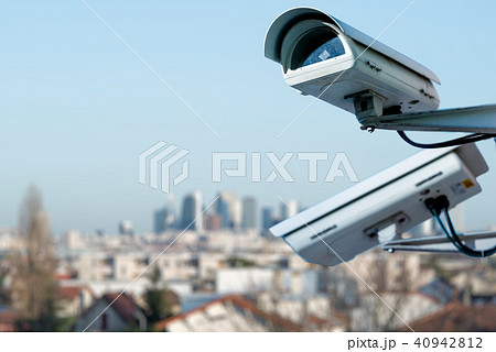 security CCTV camera in a city  40942812