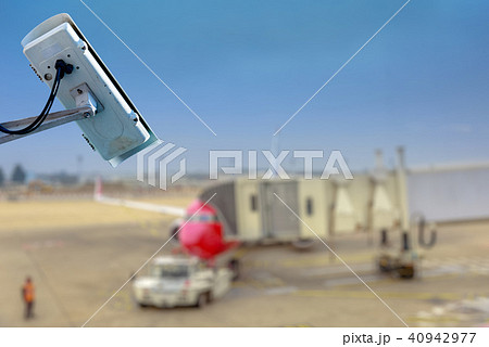 security CCTV camera  with airport tarmac 40942977