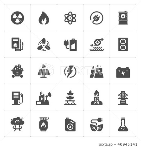 Icon set - energy and power filled icon style 40945141