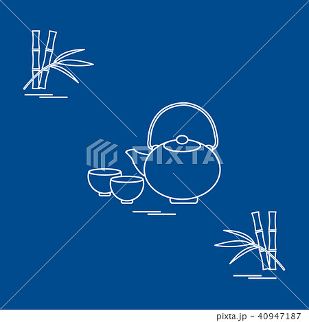 Stylized icon of the teapot with two cups and Stylized icon of the teapot with two cups and 40947187