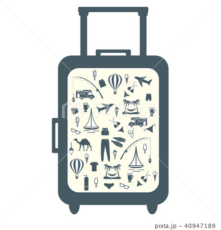 colorful suitcase with different pictures on the 40947189