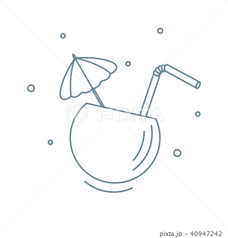 Stylized icon of the cocktail in half coconut, 40947242