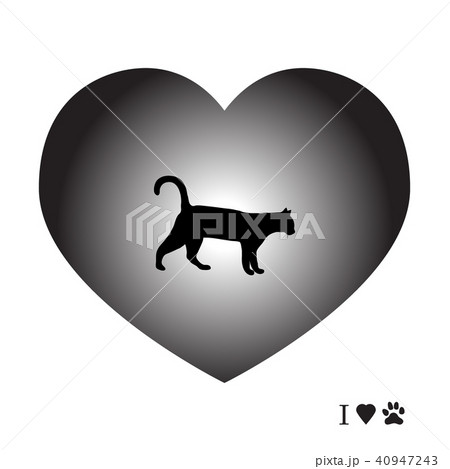 Silhouette walking cat inside the heart Health 40947243
