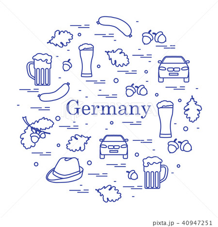 various symbols of Germany arranged in a circle 40947251