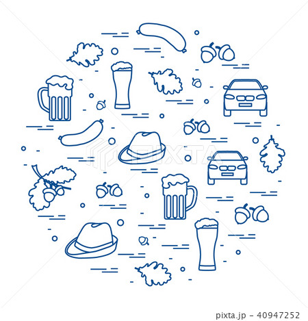 various symbols of Germany arranged in a circle 40947252