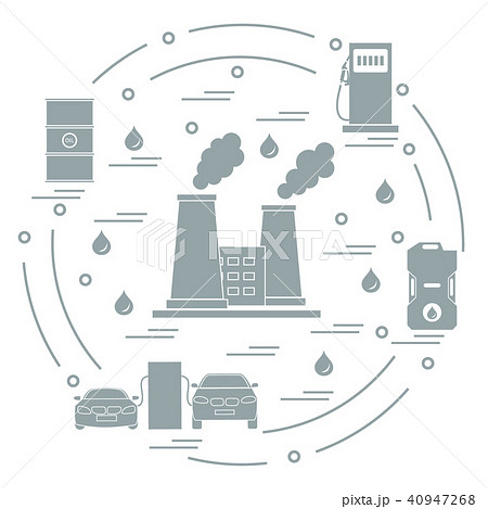 refinery plant with smoking chimneys, canister of refinery plant with smoking chimneys, canister of 40947268