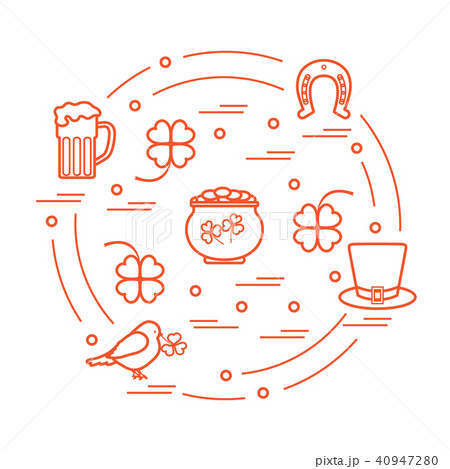 different symbols for St Patrick's Day arranged in 40947280