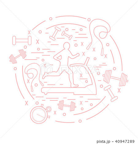 the man jogging on a treadmill and different kinds 40947289