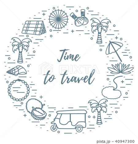 Vacation and travel elements arranged in a circle 40947300
