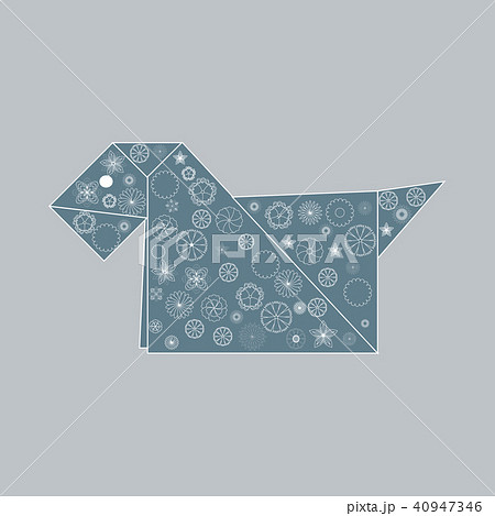 Origami paper dog with flowers Origami paper dog with flowers 40947346
