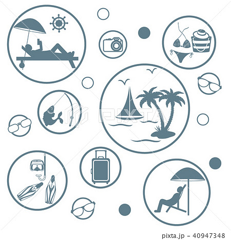 Set of stylized icons of traveler equipment and 40947348